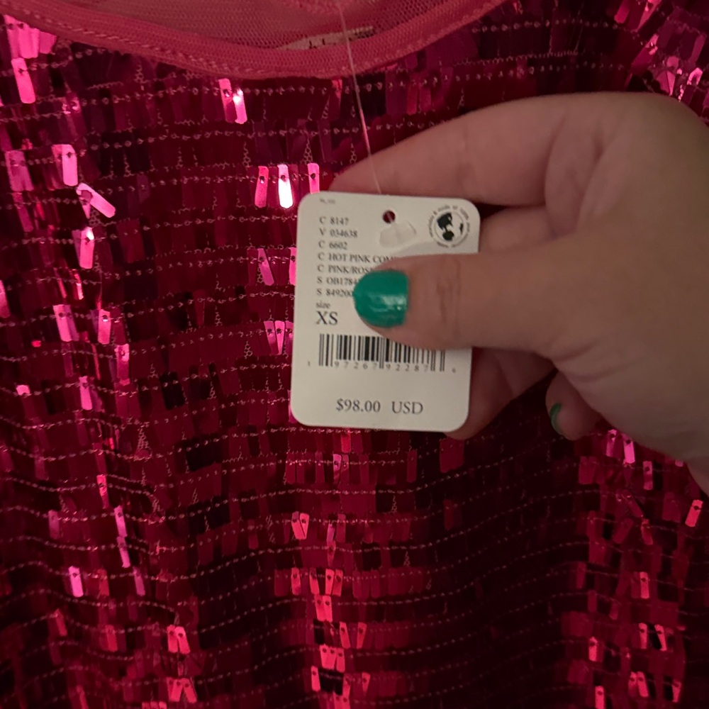 Free People Hot Pink Sequin Mini Dress - Picture 4 of 4